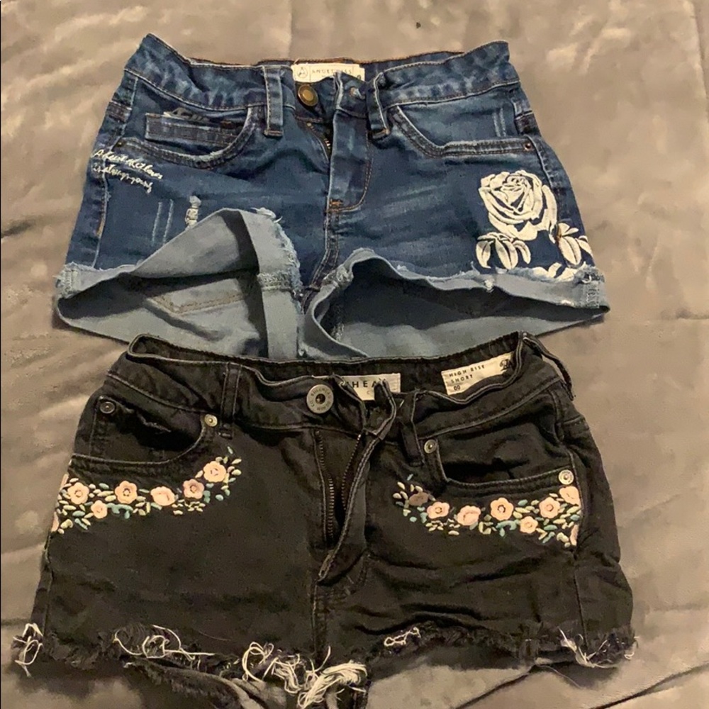 Two pairs juniors denim shorts